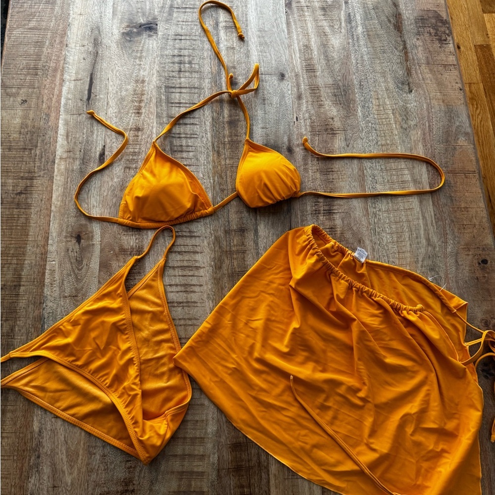 Cabana del Sol Orange 3 piece Bikini Set NWOT size extra large XL